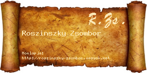 Roszinszky Zsombor névjegykártya